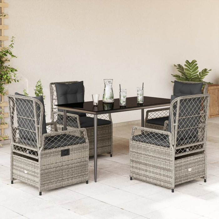 Set mobilier de grădină cu perne, 5 piese, gri, poliratan - WALTI WALTI
