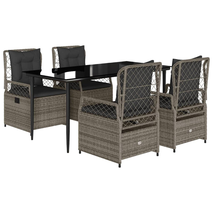 Set mobilier de grădină cu perne, 5 piese, gri, poliratan - WALTI WALTI