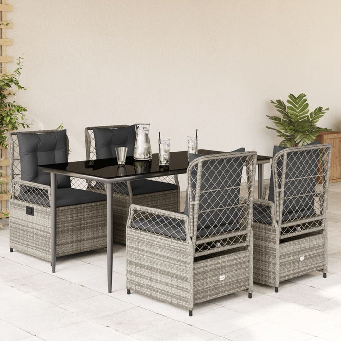 Set mobilier de grădină cu perne, 5 piese, gri, poliratan - WALTI WALTI