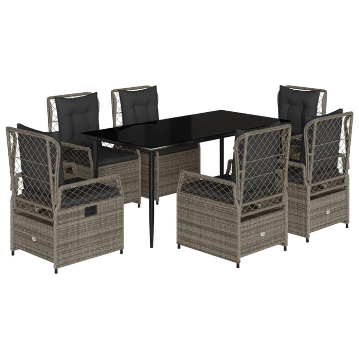 Set mobilier de grădină cu perne, 7 piese, gri, poliratan WALTI