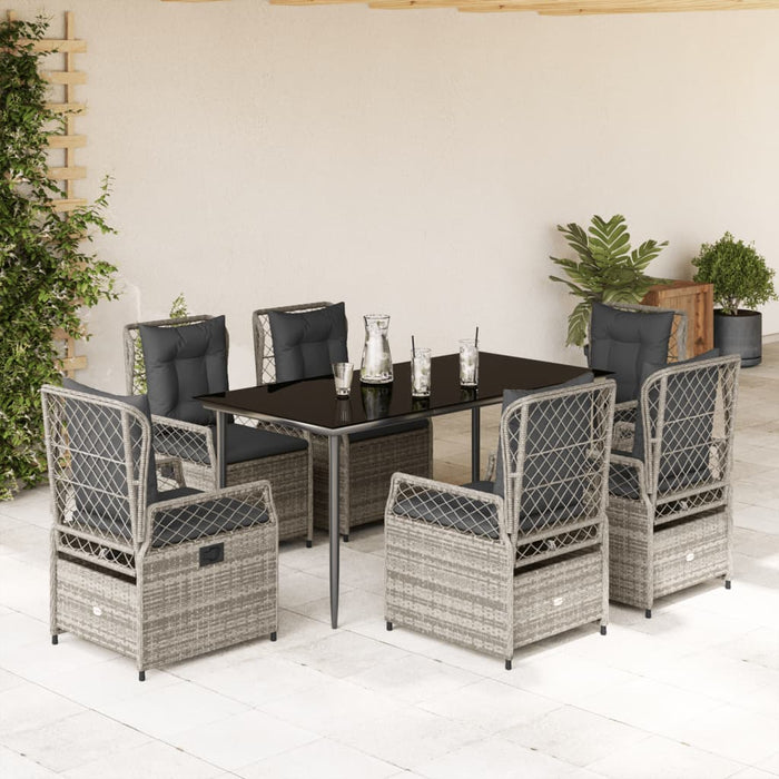 Set mobilier de grădină cu perne, 7 piese, gri, poliratan WALTI