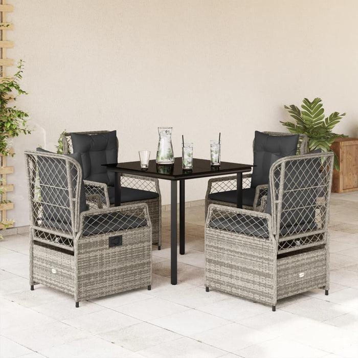 Set mobilier de grădină cu perne, 5 piese, gri, poliratan - WALTI WALTI