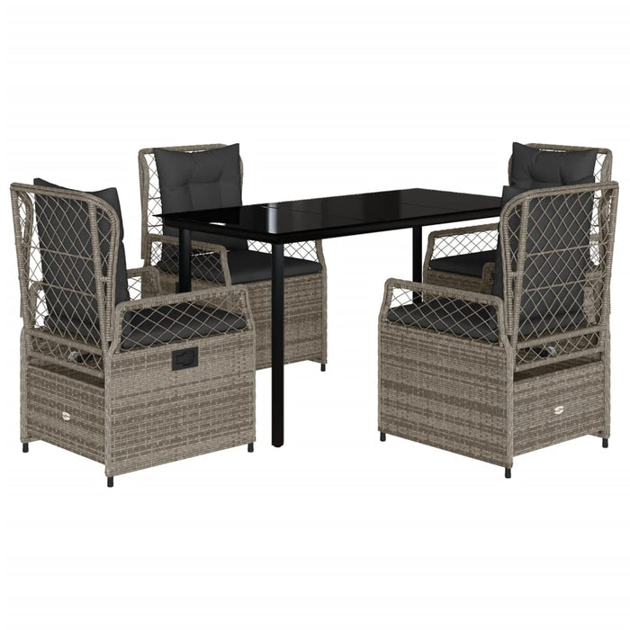Set mobilier de grădină cu perne, 5 piese, gri, poliratan - WALTI WALTI