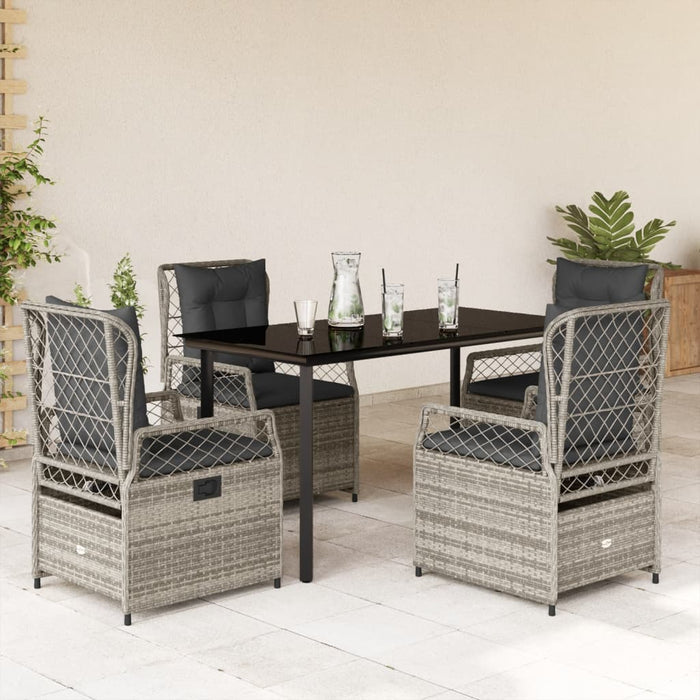 Set mobilier de grădină cu perne, 5 piese, gri, poliratan - WALTI WALTI