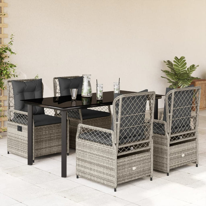 Set mobilier de grădină cu perne, 5 piese, gri, poliratan - WALTI WALTI