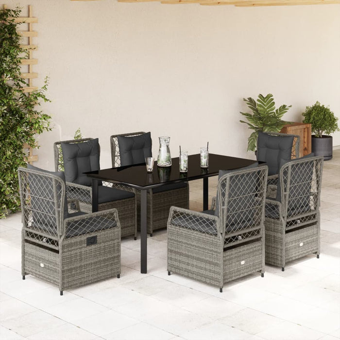 Set mobilier de grădină cu perne, 7 piese, gri, poliratan - WALTI WALTI