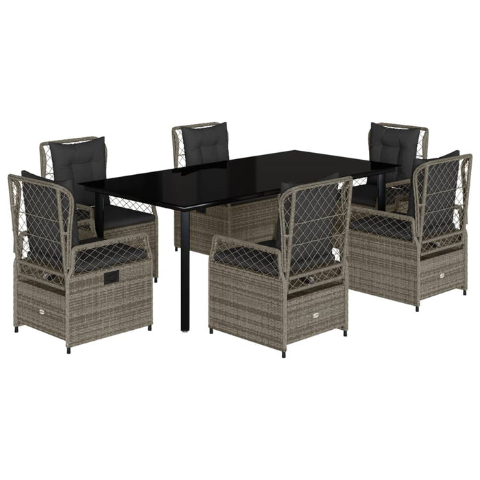 Set mobilier de grădină cu perne, 7 piese, gri, poliratan - WALTI WALTI