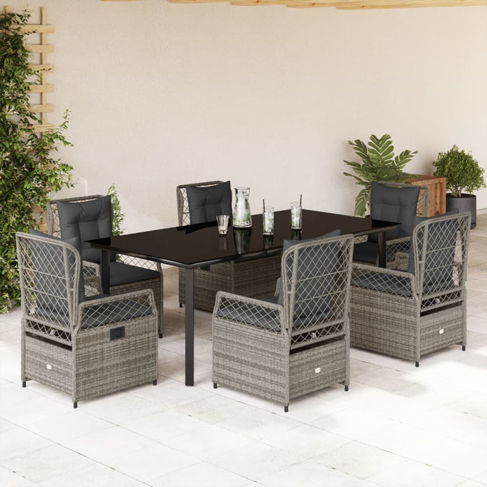 Set mobilier de grădină cu perne, 7 piese, gri, poliratan - WALTI WALTI