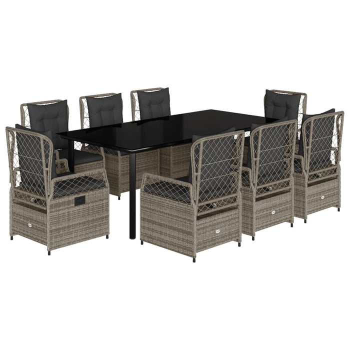 Set mobilier grădină cu perne, 9 piese, gri, poliratan - WALTI WALTI