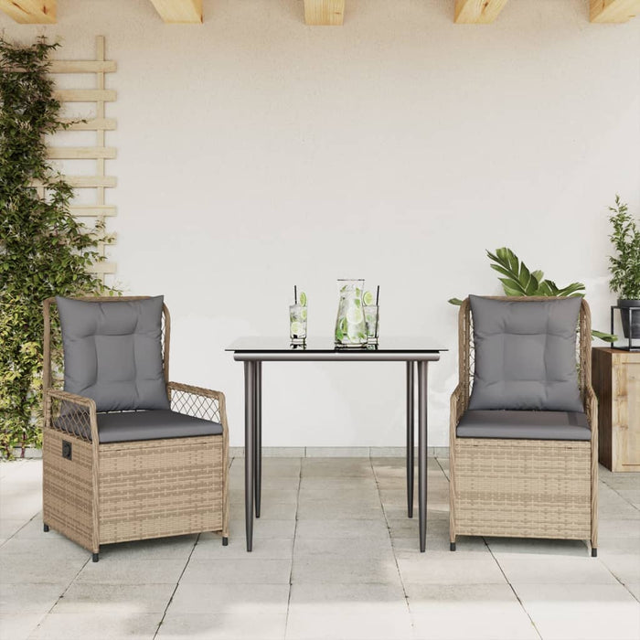 Set mobilier de grădină cu perne, 3 piese, bej, poliratan - WALTI WALTI