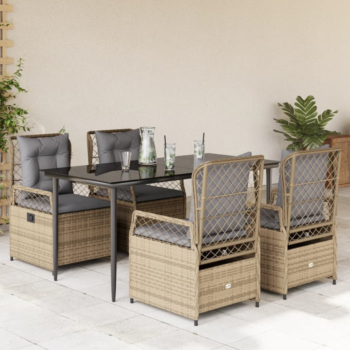 Set mobilier de grădină cu perne, 5 piese, bej, poliratan - WALTI WALTI