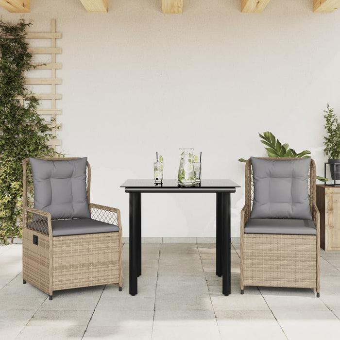 Set mobilier de grădină cu perne, 3 piese, bej, poliratan - WALTI WALTI