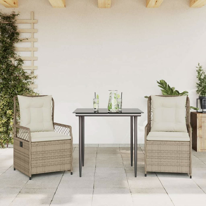 Set mobilier de grădină cu perne, 3 piese, bej, poliratan - WALTI WALTI