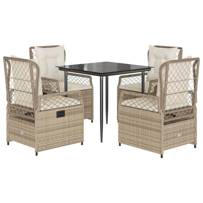 Set mobilier de grădină cu perne, 5 piese, bej, poliratan WALTI
