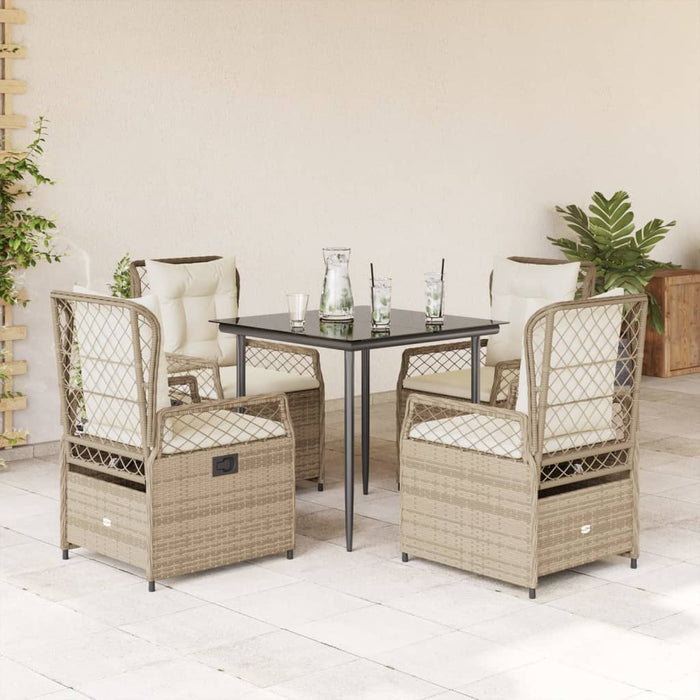 Set mobilier de grădină cu perne, 5 piese, bej, poliratan WALTI