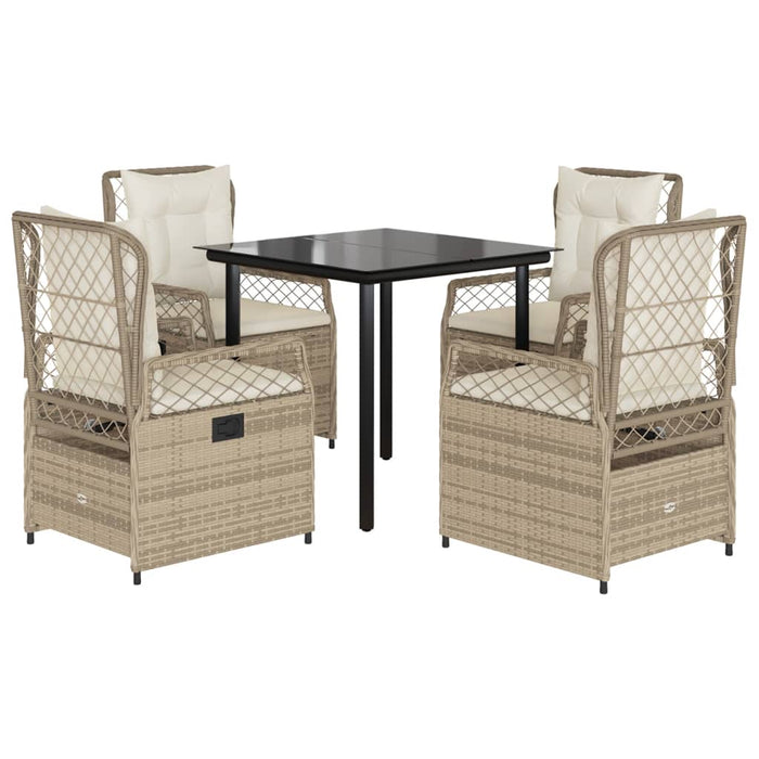 Set mobilier de grădină cu perne, 5 piese, bej, poliratan WALTI