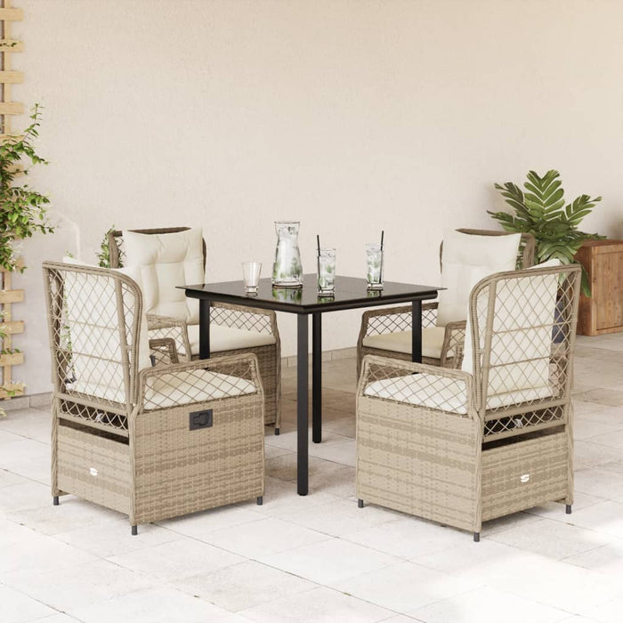 Set mobilier de grădină cu perne, 5 piese, bej, poliratan WALTI