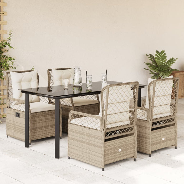 Set mobilier de grădină cu perne, 5 piese, bej, poliratan - WALTI WALTI