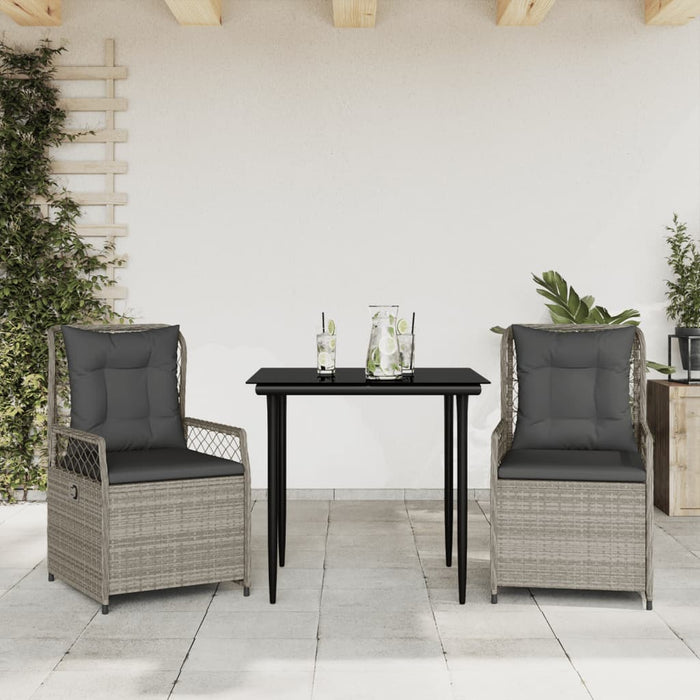Set mobilier de grădină cu perne, 3 piese,gri deschis,poliratan - WALTI WALTI