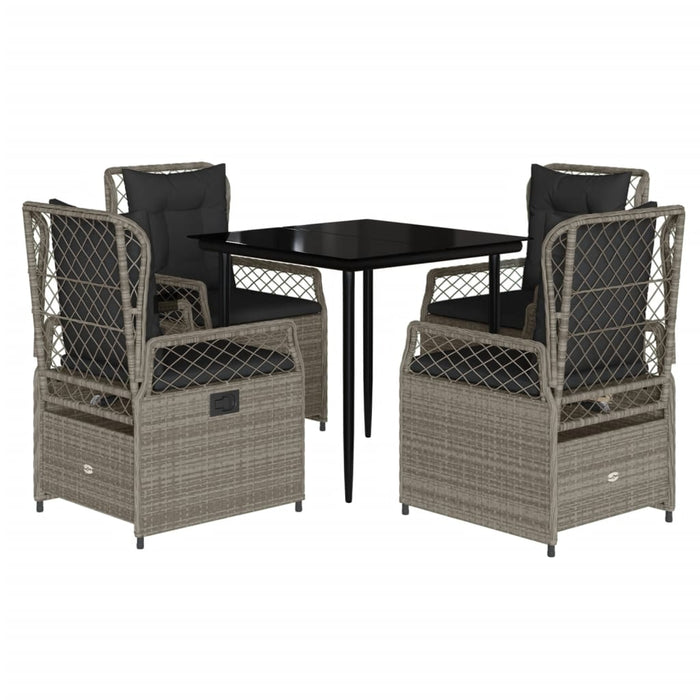 Set mobilier de grădină cu perne, 5 piese gri deschis poliratan - WALTI WALTI