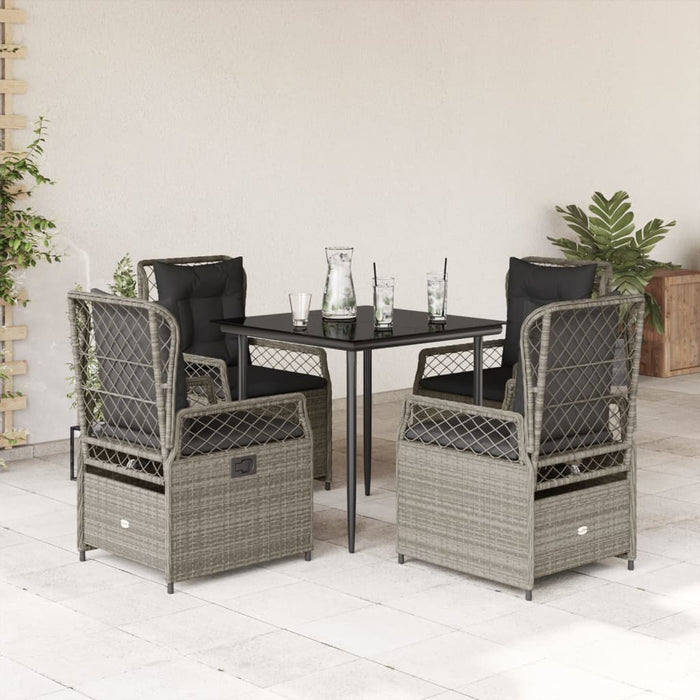 Set mobilier de grădină cu perne, 5 piese gri deschis poliratan - WALTI WALTI