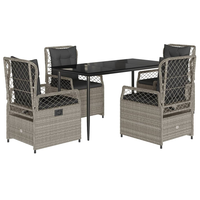 Set mobilier de grădină cu perne, 5 piese gri deschis poliratan - WALTI WALTI