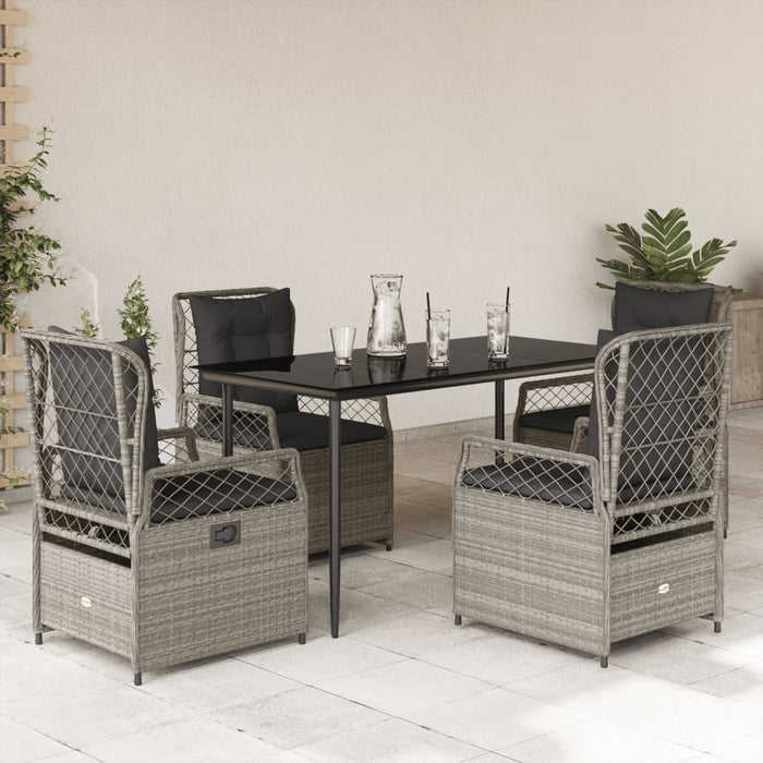Set mobilier de grădină cu perne, 5 piese gri deschis poliratan - WALTI WALTI
