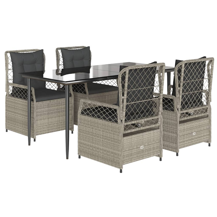 Set mobilier de grădină cu perne, 5 piese gri deschis poliratan - WALTI WALTI