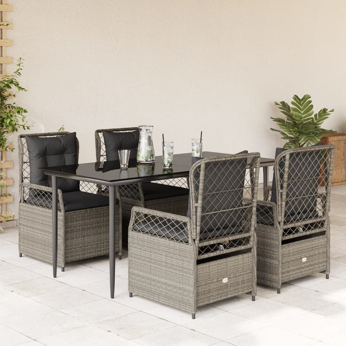 Set mobilier de grădină cu perne, 5 piese gri deschis poliratan - WALTI WALTI