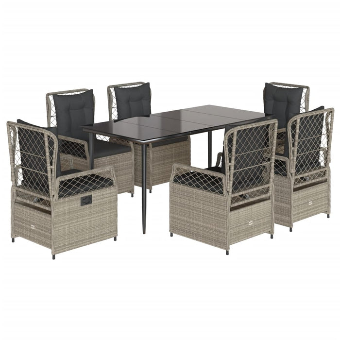 Set mobilier de grădină cu perne, 7 piese gri deschis poliratan - WALTI WALTI