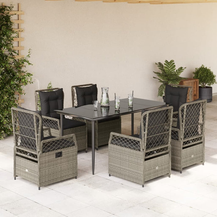 Set mobilier de grădină cu perne, 7 piese gri deschis poliratan - WALTI WALTI