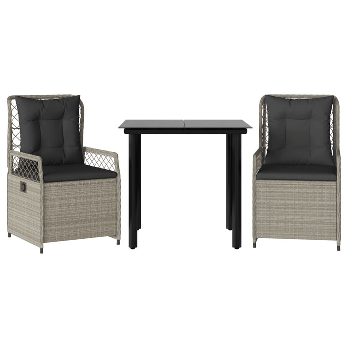 Set mobilier de grădină cu perne, 3 piese,gri deschis,poliratan - WALTI WALTI