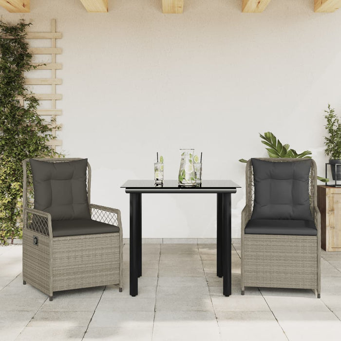 Set mobilier de grădină cu perne, 3 piese,gri deschis,poliratan - WALTI WALTI
