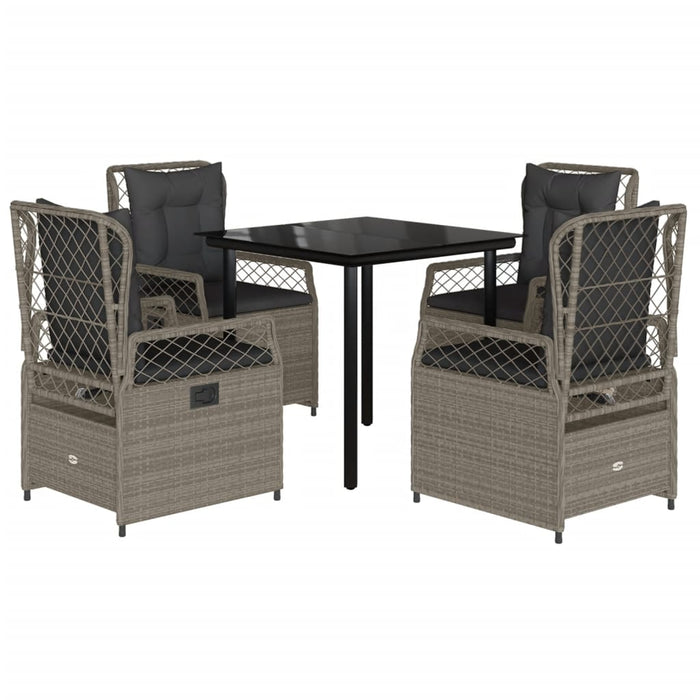 Set mobilier de grădină cu perne, 5 piese gri deschis poliratan - WALTI WALTI