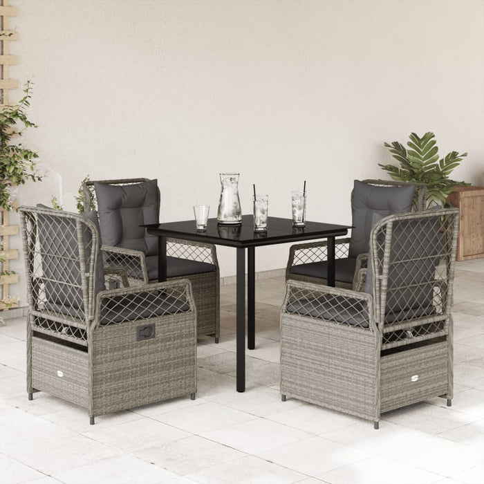Set mobilier de grădină cu perne, 5 piese gri deschis poliratan - WALTI WALTI