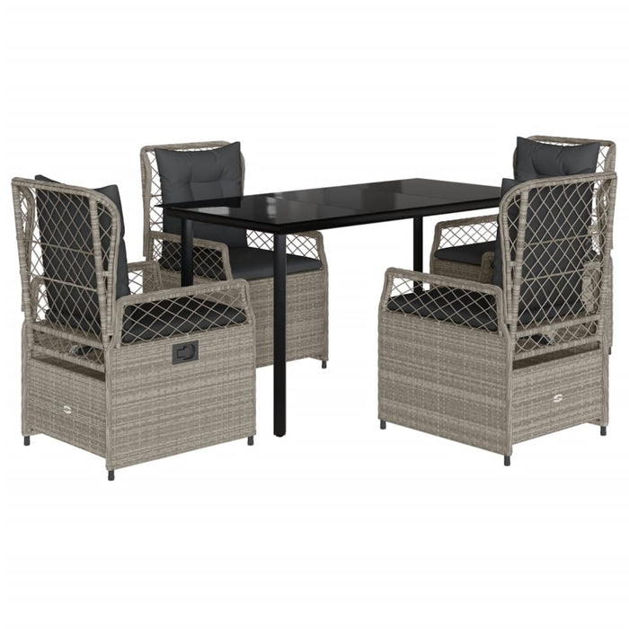 Set mobilier de grădină cu perne, 5 piese gri deschis poliratan - WALTI WALTI