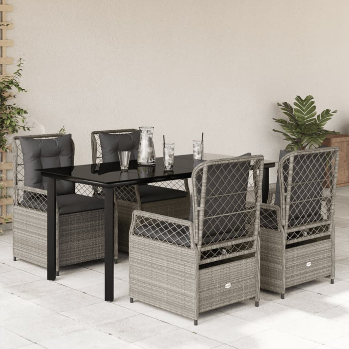 Set mobilier de grădină cu perne, 5 piese gri deschis poliratan - WALTI WALTI