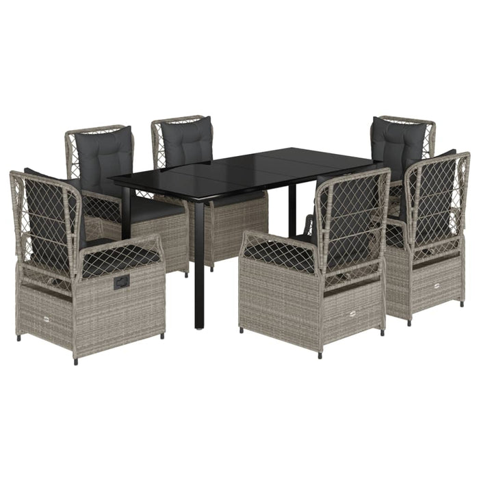 Set mobilier de grădină cu perne, 7 piese gri deschis poliratan WALTI