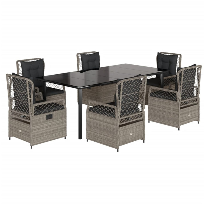 Set mobilier de grădină cu perne, 7 piese gri deschis poliratan - WALTI WALTI