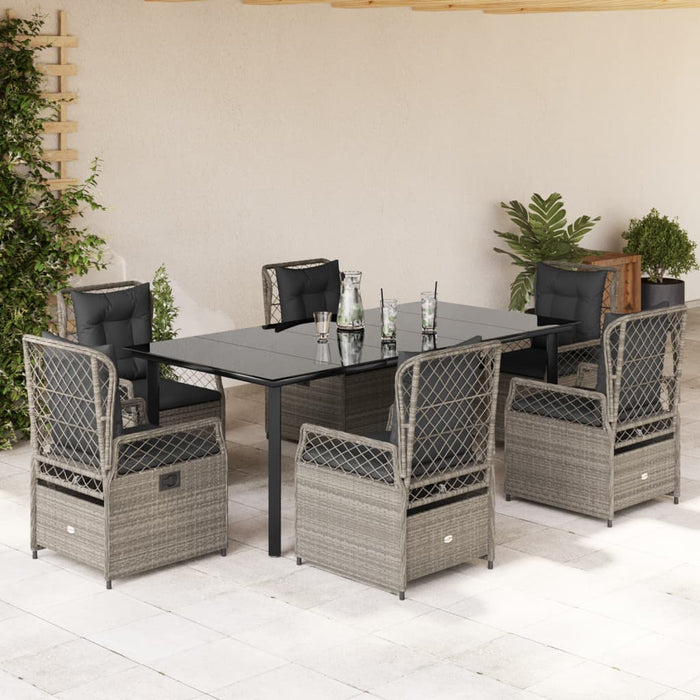 Set mobilier de grădină cu perne, 7 piese gri deschis poliratan - WALTI WALTI