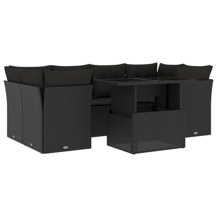 Set canapele de grădină cu perne, 7 piese, negru, poliratan - WALTI WALTI