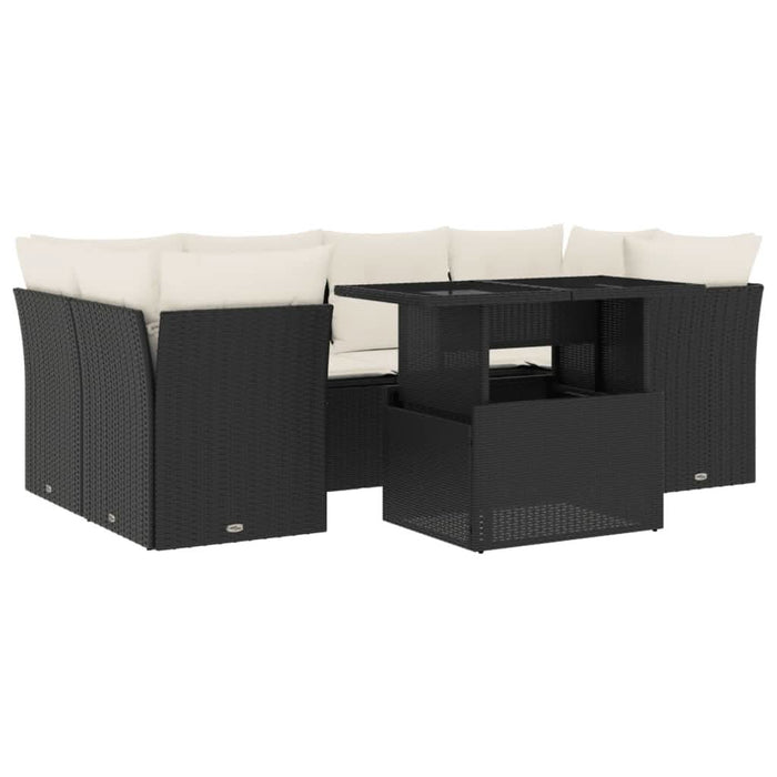 Set canapele de grădină cu perne, 7 piese, negru, poliratan - WALTI WALTI