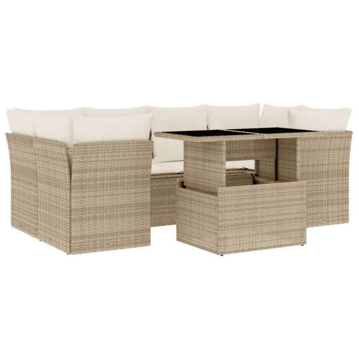 Set canapele de grădină, 7 piese, cu perne, bej, poliratan - WALTI WALTI