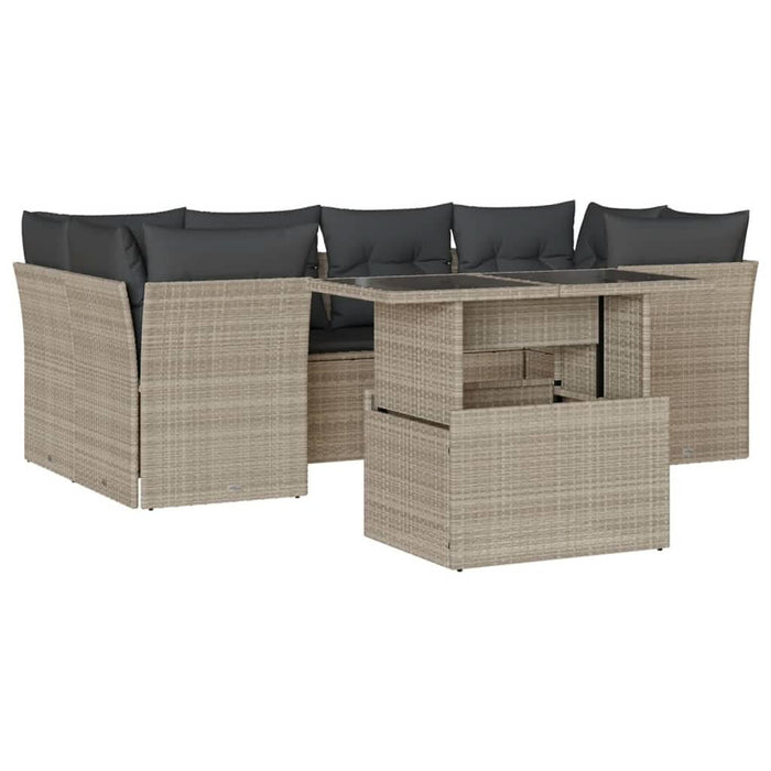 Set canapele de grădină cu perne, 7piese gri deschis poliratan - WALTI WALTI