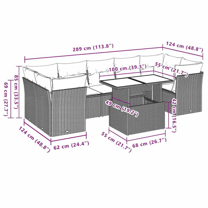 Set mobilier de grădină cu perne, 8 piese, negru, poliratan - WALTI WALTI