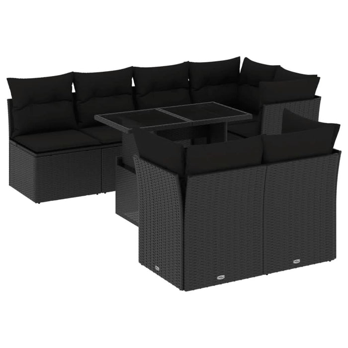 Set mobilier de grădină cu perne, 8 piese, negru, poliratan - WALTI WALTI