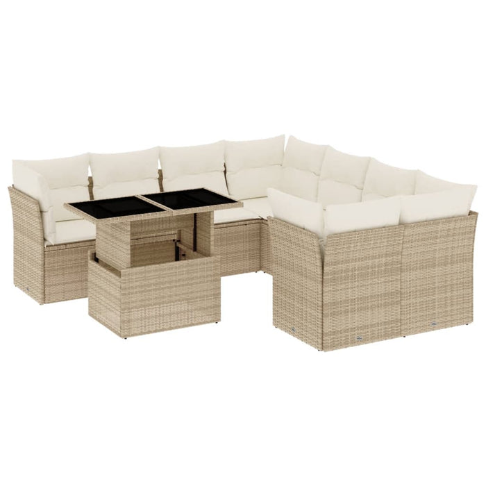 Set canapele de grădină, 9 piese, cu perne, bej, poliratan - WALTI WALTI