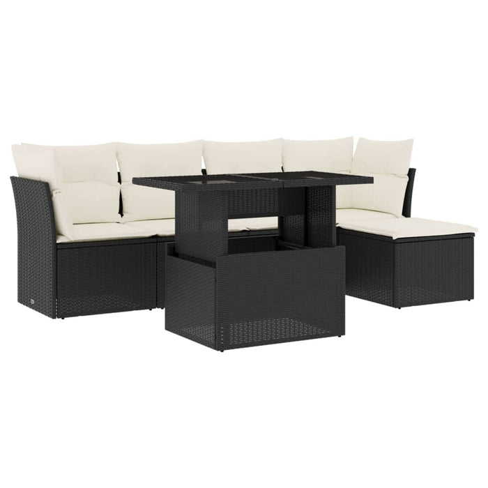 Set mobilier de grădină cu perne, 6 piese, negru, poliratan - WALTI WALTI