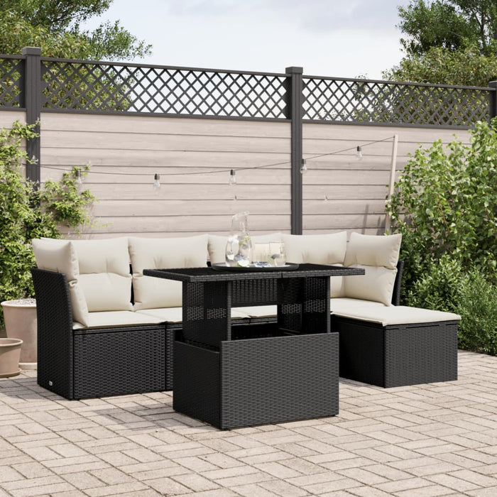 Set mobilier de grădină cu perne, 6 piese, negru, poliratan - WALTI WALTI