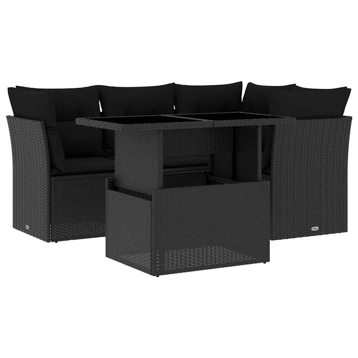 Set mobilier de grădină cu perne, 5 piese, negru, poliratan - WALTI WALTI